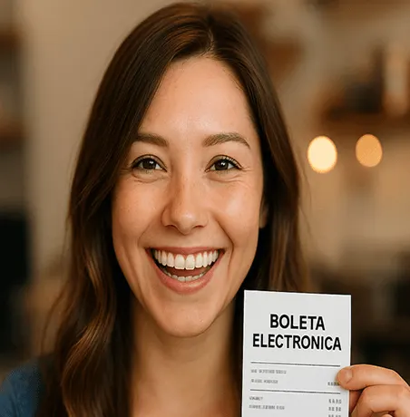 Clienta con una boleta electrónica emitida por EVPOS